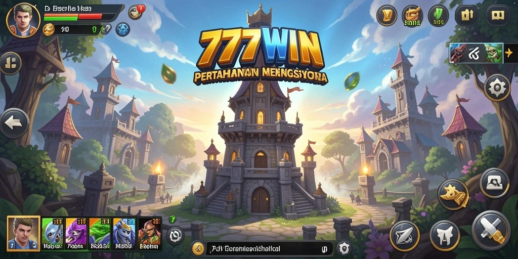 Gameplay seru dalam 777WIN yang menunjukkan pertahanan menara yang strategis.