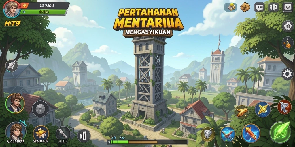 Tampilan gameplay HIT9 yang menegangkan dalam Tower Defense.