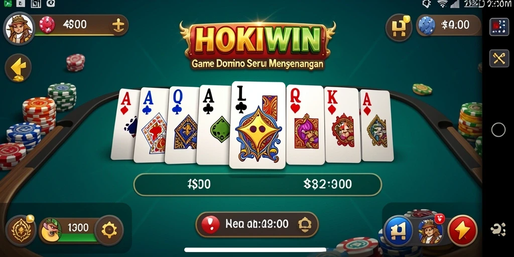Screenshot gameplay HOKIWIN menampilkan serunya permainan Domino.