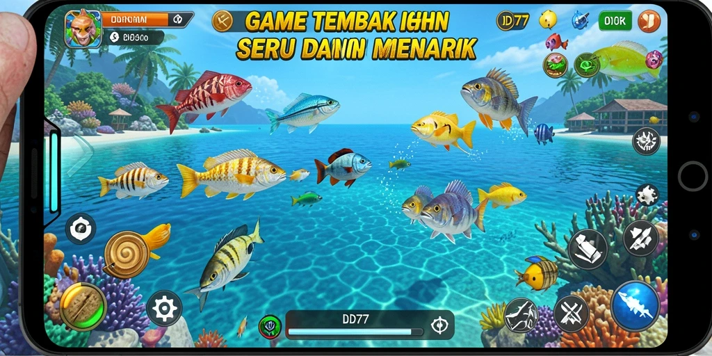 Gameplay seru Tembak Ikan dalam IDR77 dengan aksi menembak ikan yang mengasyikkan.