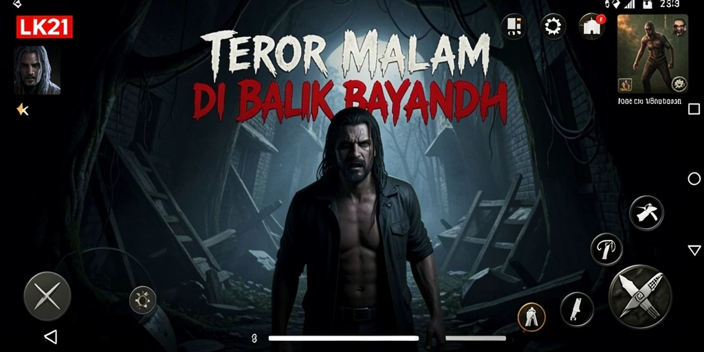 Screenshot gameplay LK21 menunjukkan suasana menyeramkan dan mencekam.
