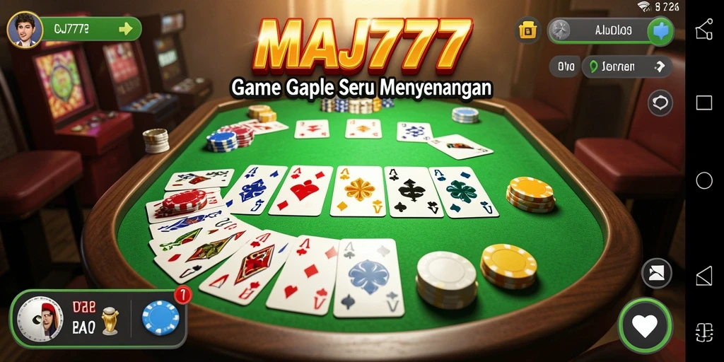 Screenshot gameplay seru dari MAJ777, menampilkan aksi permainan Gaple.
