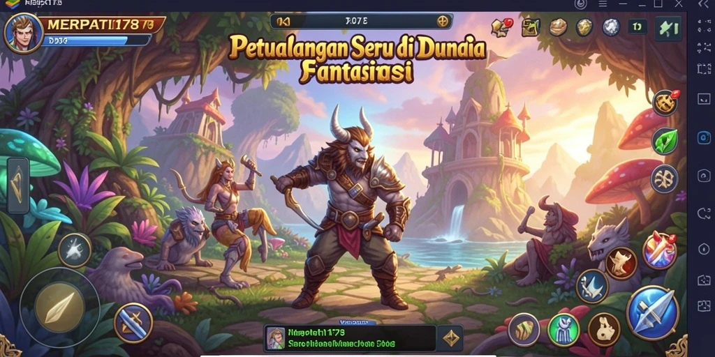 Screenshot menampilkan pemain yang menjelajahi dunia fantasi MERPATI178.