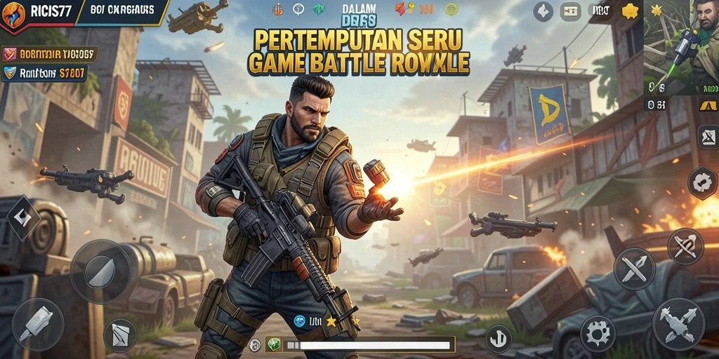 Tangkapan layar gameplay RICIS77 yang menampilkan pertempuran seru Battle Royale.